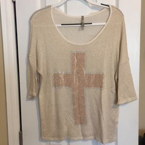 Gold Sparkle with Rose Gold Cross Top